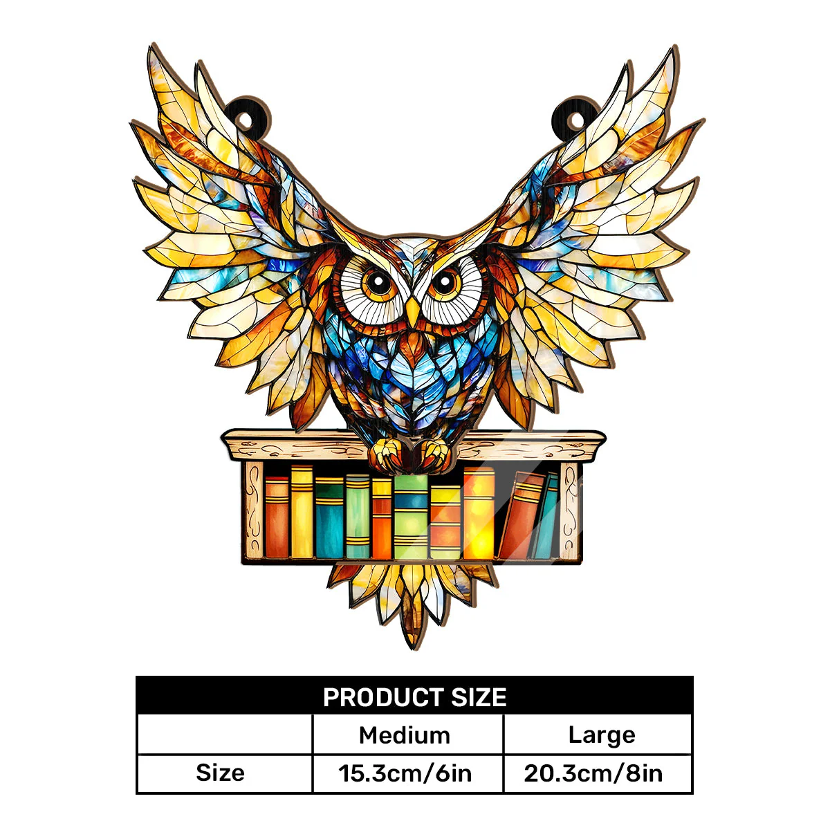 Owl On Books - Personalized Window Hanging Suncatcher - Image 5