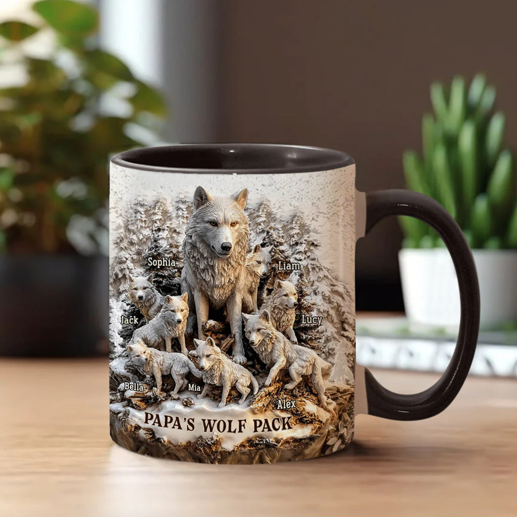 Papa's Wolf Pack - Personalized Accent Mug - Gift For Dad - Image 3