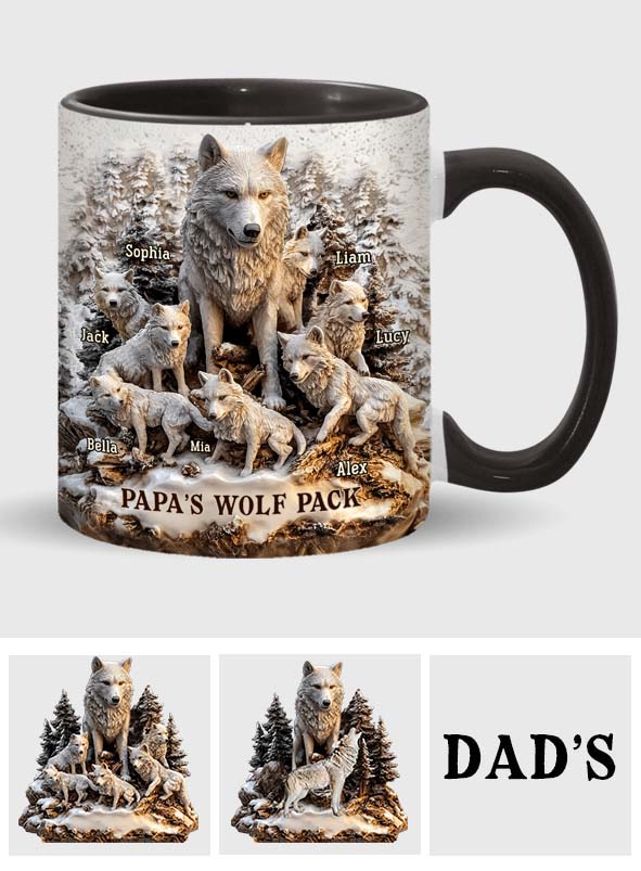 Papa's Wolf Pack - Personalized Accent Mug - Gift For Dad - Image 7