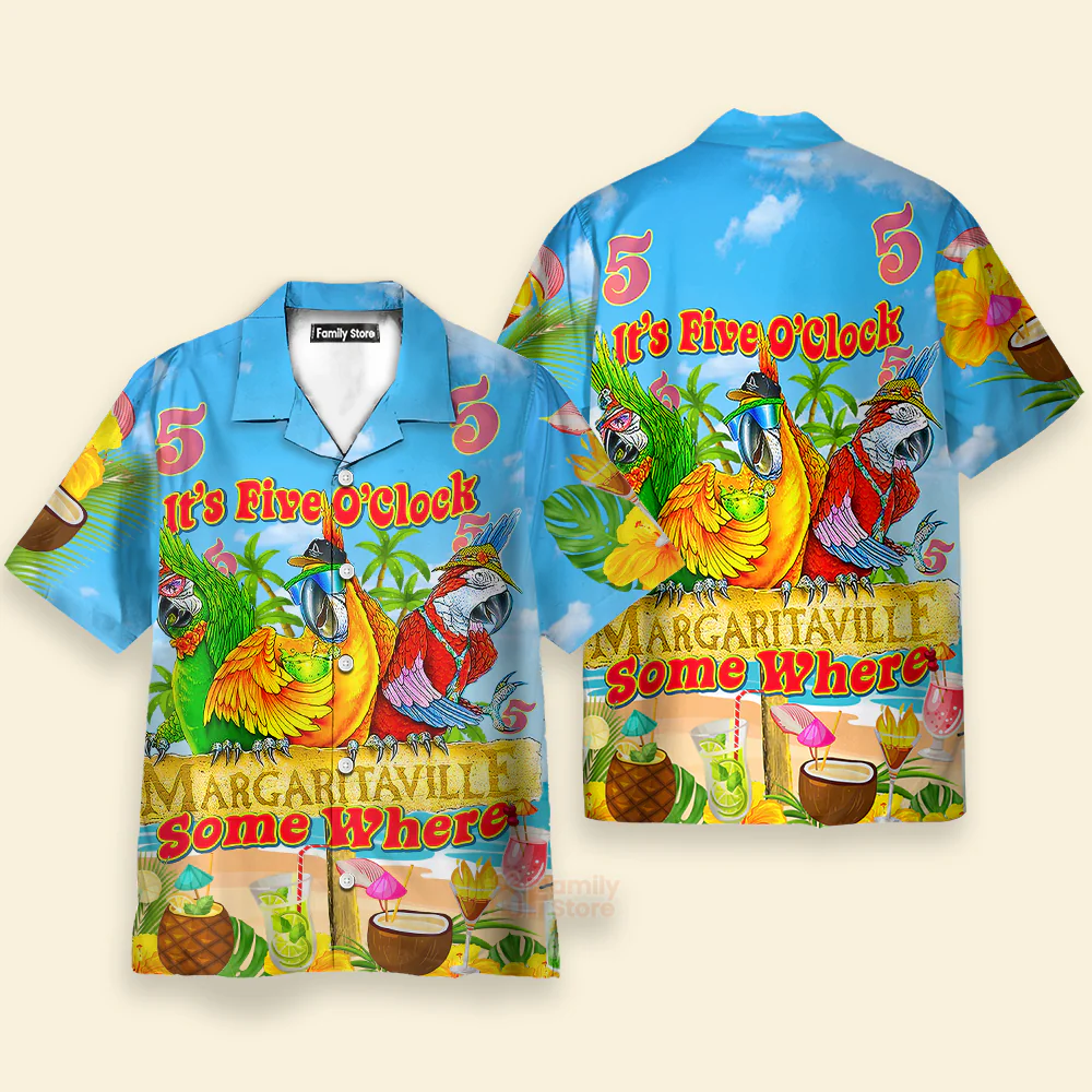 Parrot It's 5 O'clock Somewhere Margaritaville Tropical - Hawaiian Shirts - Image 4