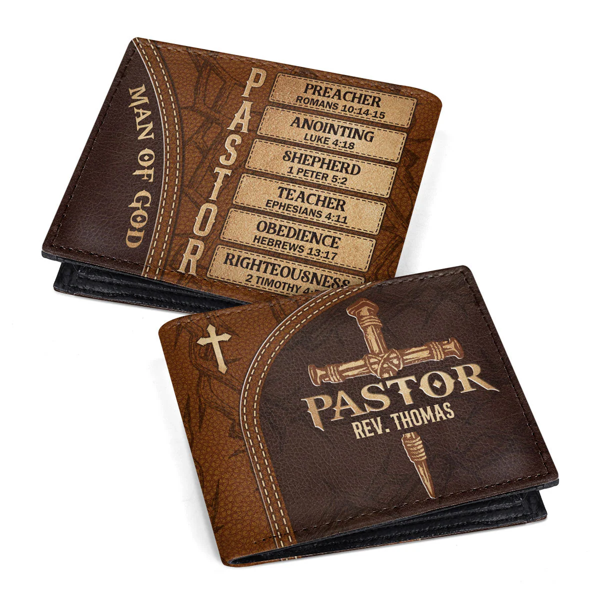Pastor Man Of God - Personalized Leather Folded Wallet TD118
