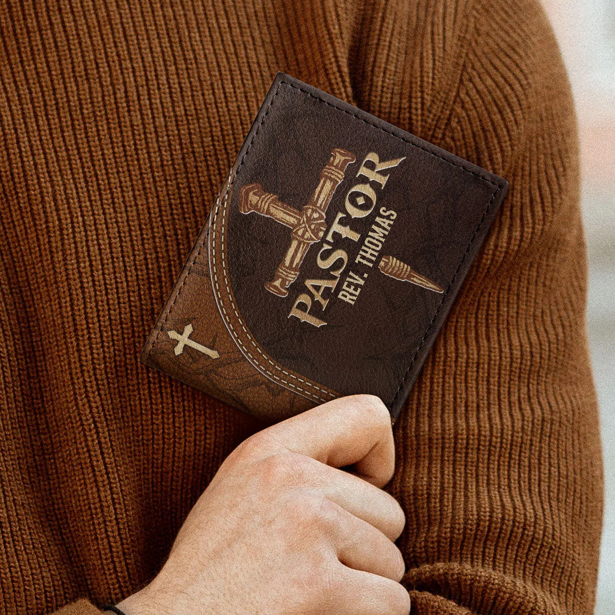 Pastor Man Of God - Personalized Leather Folded Wallet TD118 - Image 3