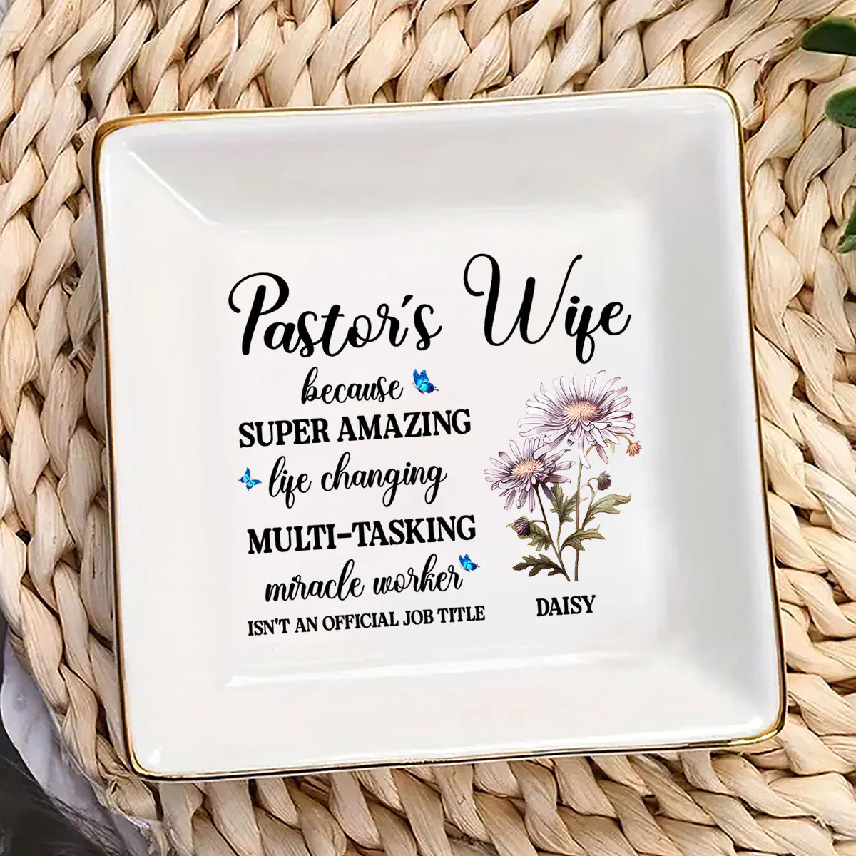 Pastor's Wife Isn't An Official Job Title - Personalized Jewelry Dish - Gift For Wife, Anniversary, Wedding, Marriage Gift - NA94 - Image 2
