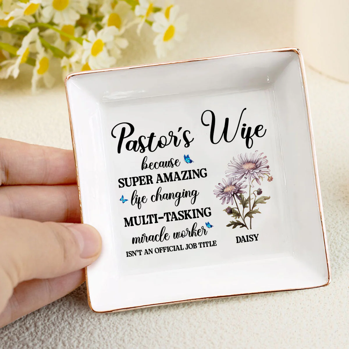 Pastor's Wife Isn't An Official Job Title - Personalized Jewelry Dish - Gift For Wife, Anniversary, Wedding, Marriage Gift - NA94 - Image 3