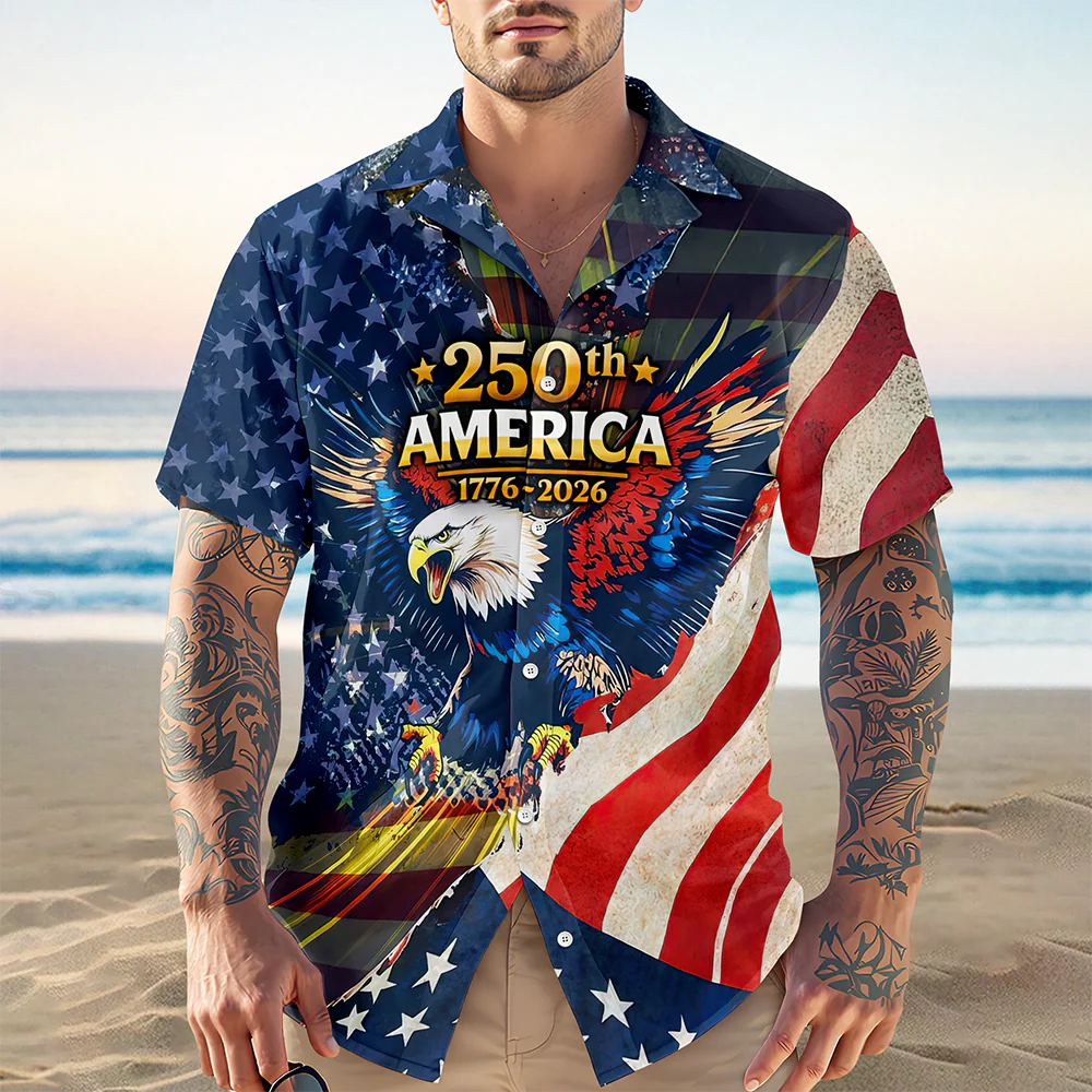 Patriotic 250th America 1776-2026 Eagle - Hawaiian Shirt - Gift for Dad, Husband, Grandpa HN02 - Image 3
