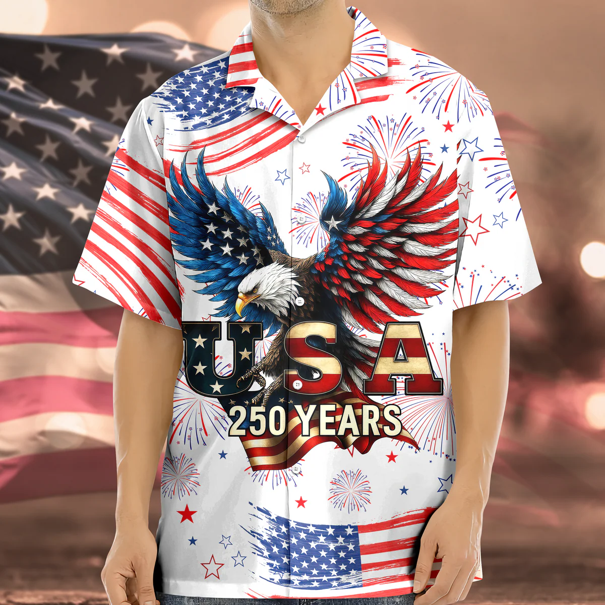 Patriotic Bald Eagle USA 250 Years - Hawaiian Shirt - Gift for Dad, Husband, Grandpa HN02 - Image 6