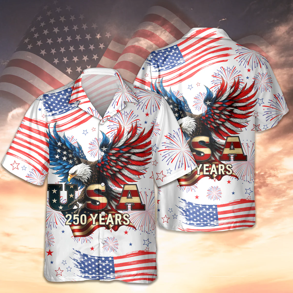 Patriotic Bald Eagle USA 250 Years - Hawaiian Shirt - Gift for Dad, Husband, Grandpa HN02 - Image 7