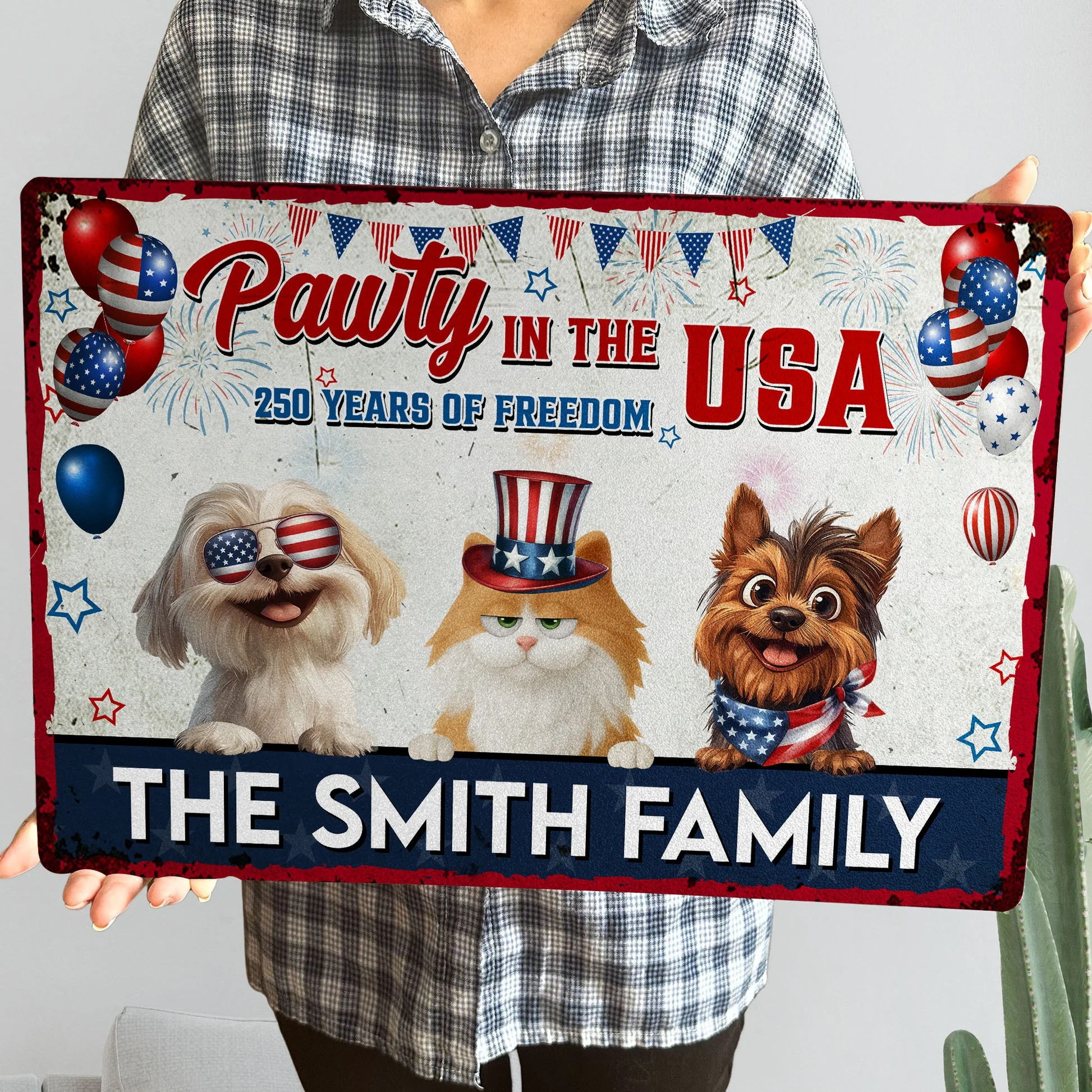 Pawty In The Usa 250 Years Of Freedom - Personalized Metal Sign - Patriotic Gift For Family, Pet Lovers | CLP16.Ver6 HN02 - Image 4