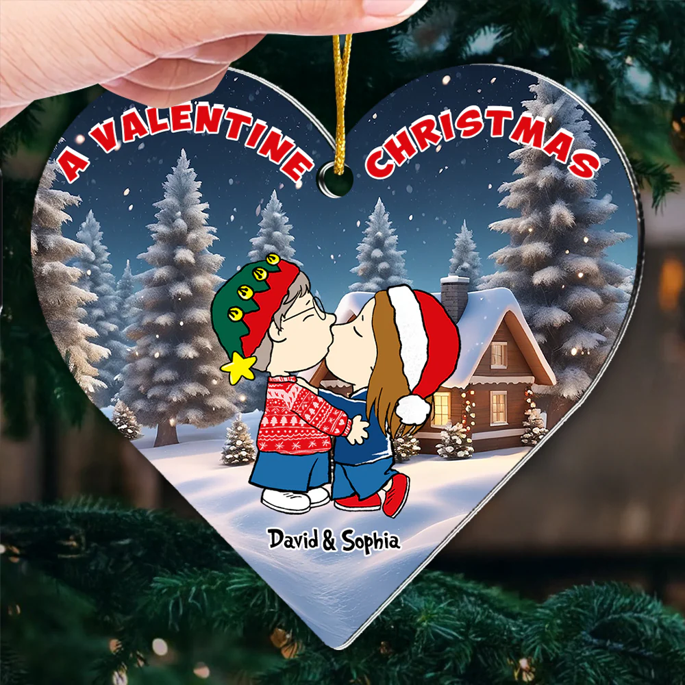 Peanu A Valentine Christmas Together - Personalized Heart - Shaped Acrylic Ornament - Gift For Couples | CL45 NL122 - Image 3