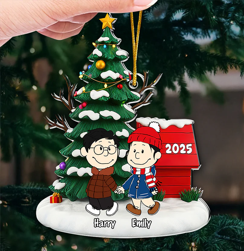Peanu Couple Hand In Hand - Personalized Acrylic Ornament - Gift For Couples | CL43 NL122 - Image 3