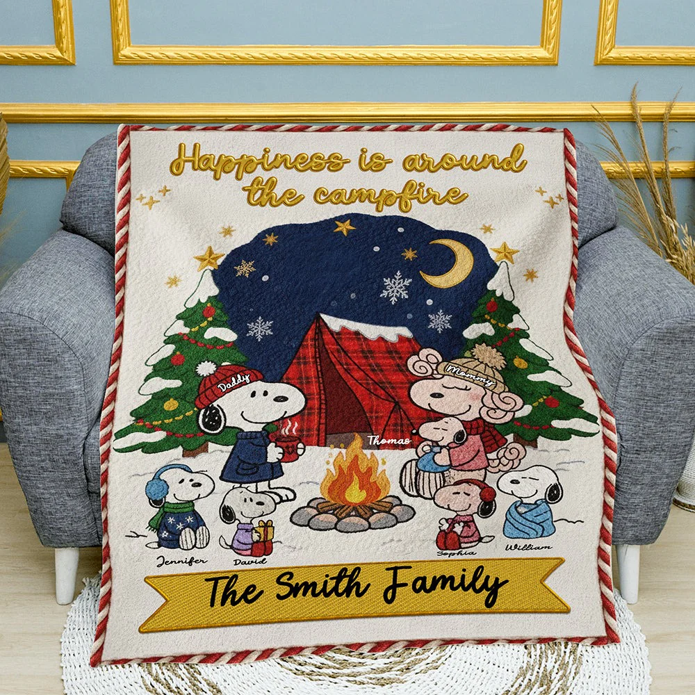 Peanu Happiness Is Around The Campfire - Personalized Blanket - Christmas Gifts For Family, Camping Lovers NL122 - Image 3