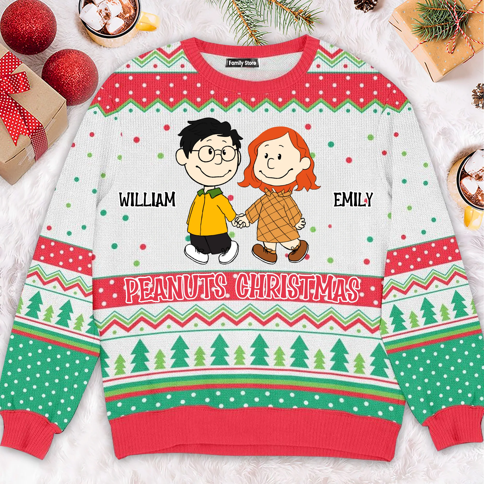 Peanut Christmas - Personalized Ugly Sweatshirt - Gift For Couple, Husband Wife, Anniversary CL43 NH96 - Image 2