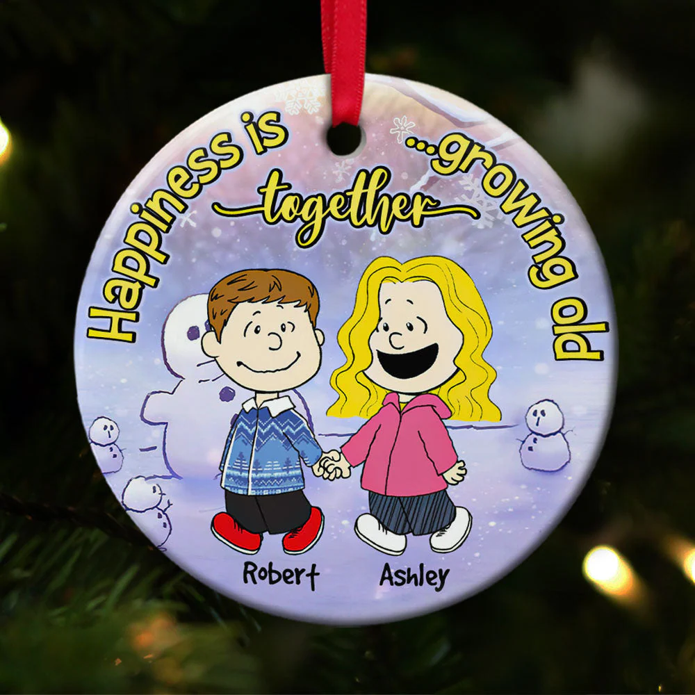 Peanut Christmas Happiness Together - Gift For Couples - Personalized Ceramic Ornament - CL43