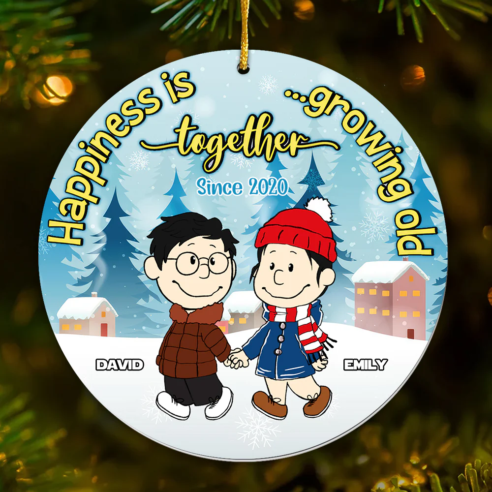 Peanut Christmas Happiness Together - Personalized Acrylic Ornament - Gift For Couples | CL43 HH01 - Image 2