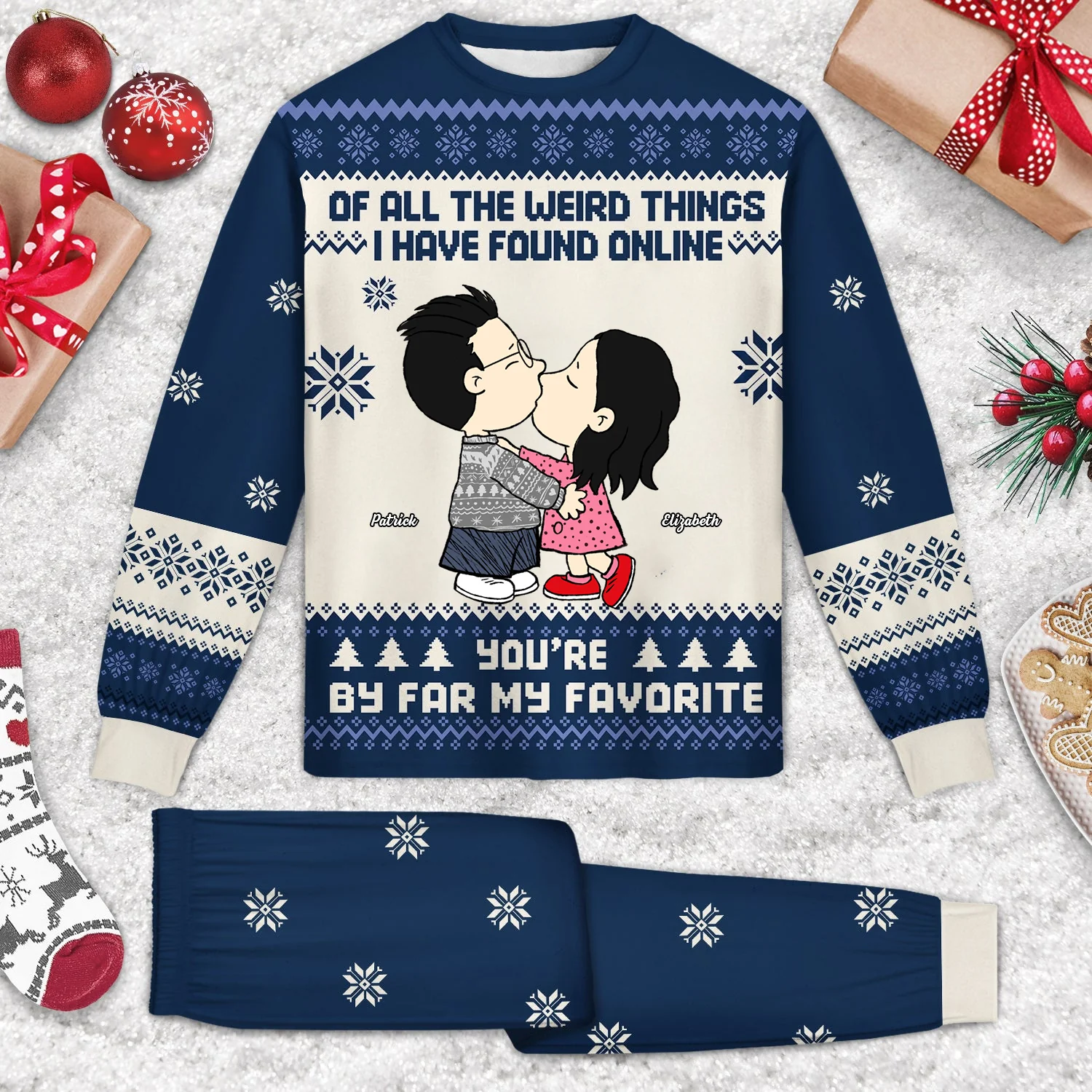 Peanut All The Weird Things I Found In Online, You Are By Far My Favorite - Personalized Unisex Pajamas Set - Gift For Couple, Husband Wife, Anniversary Gift   - CL45 NA94 - Image 2