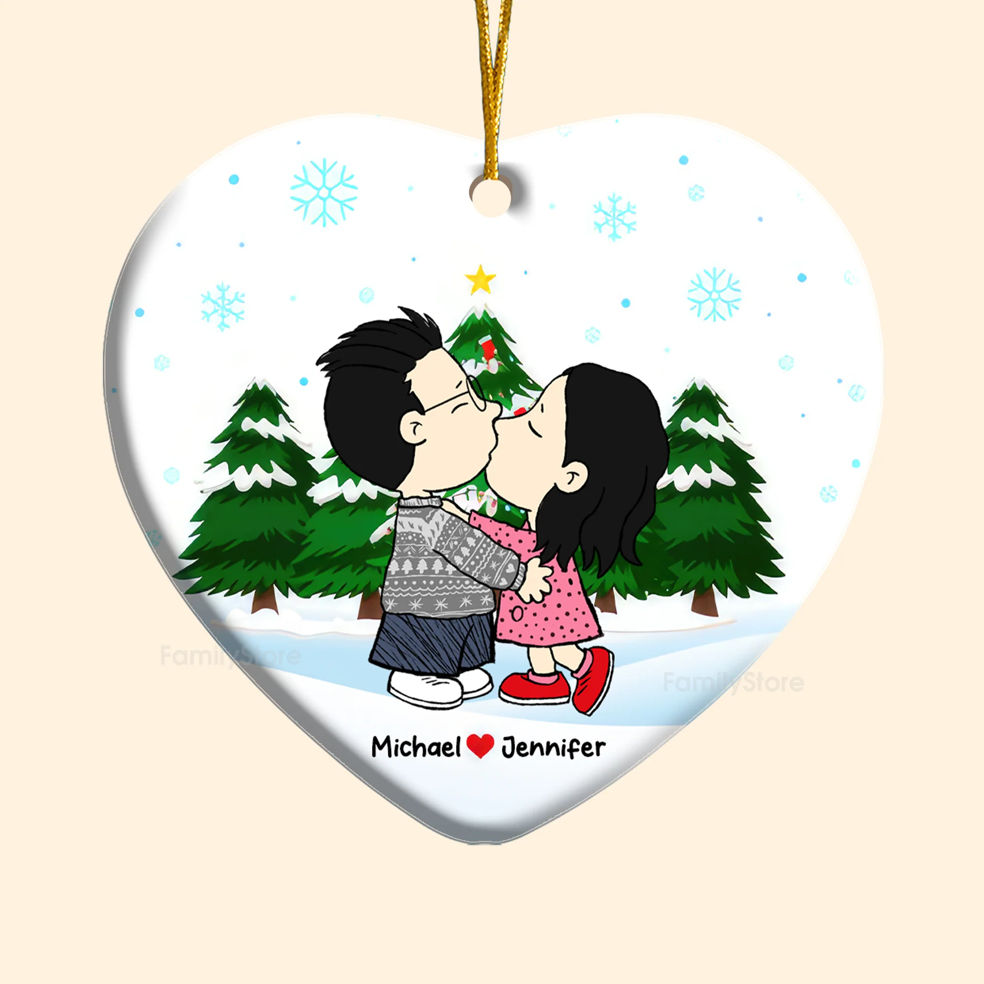 Peanut Christmas Couple  - Personalized Ceramic Ornament - Gift For Couple, Husband Wife - CL45 NH96 - Image 2