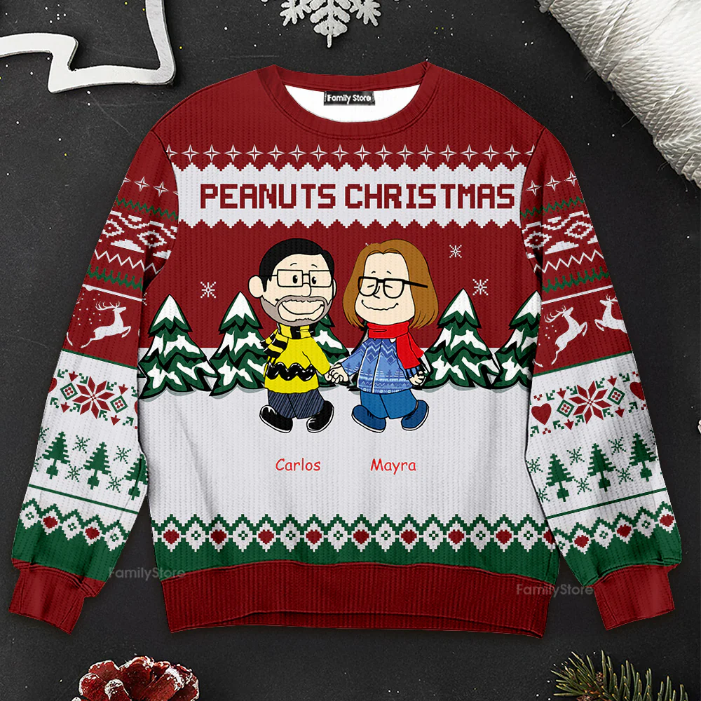 Peanut Christmas - Personalized Ugly Sweatshirt - Gift For Couple, Husband Wife, Anniversary CL43 NH96 - Image 3