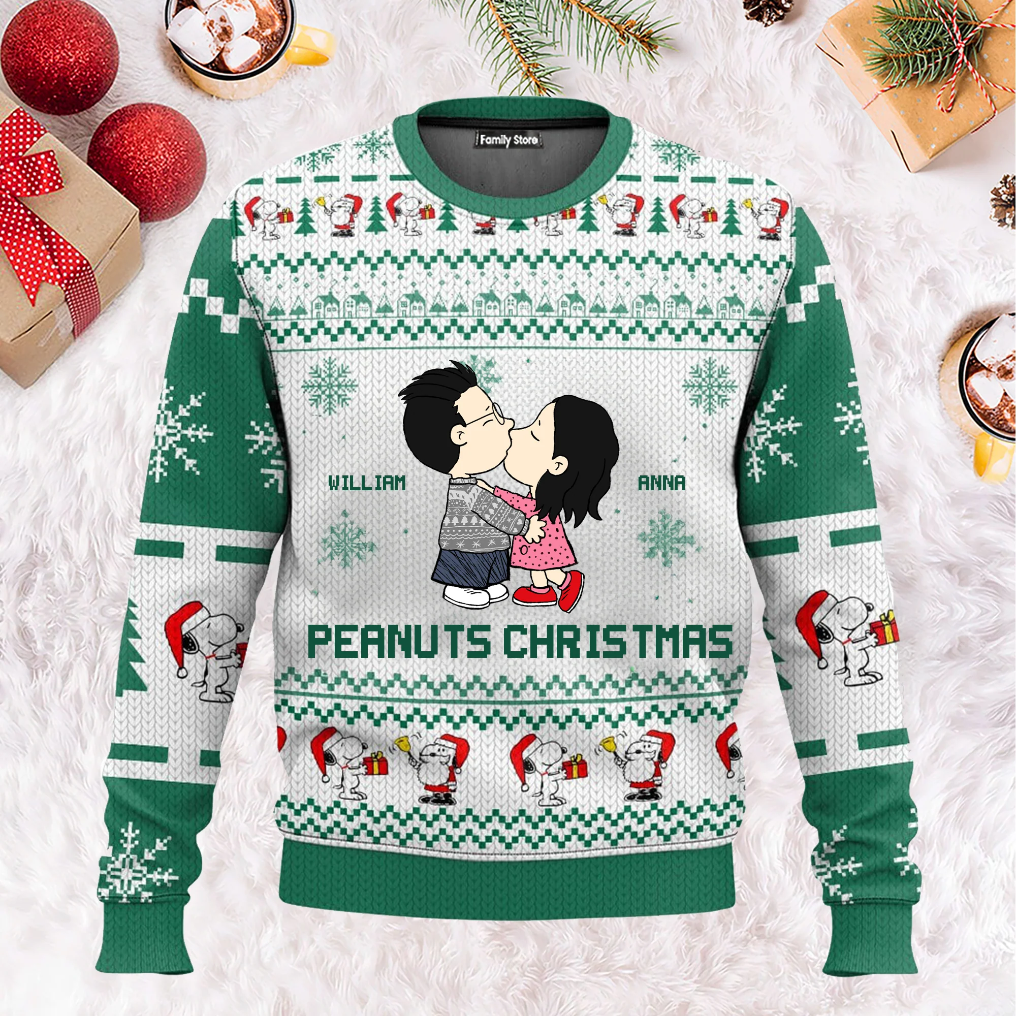 Peanut Christmas - Personalized Ugly Sweatshirt - Gift For Couple, Husband Wife, Anniversary CL45 NH96 - Image 2