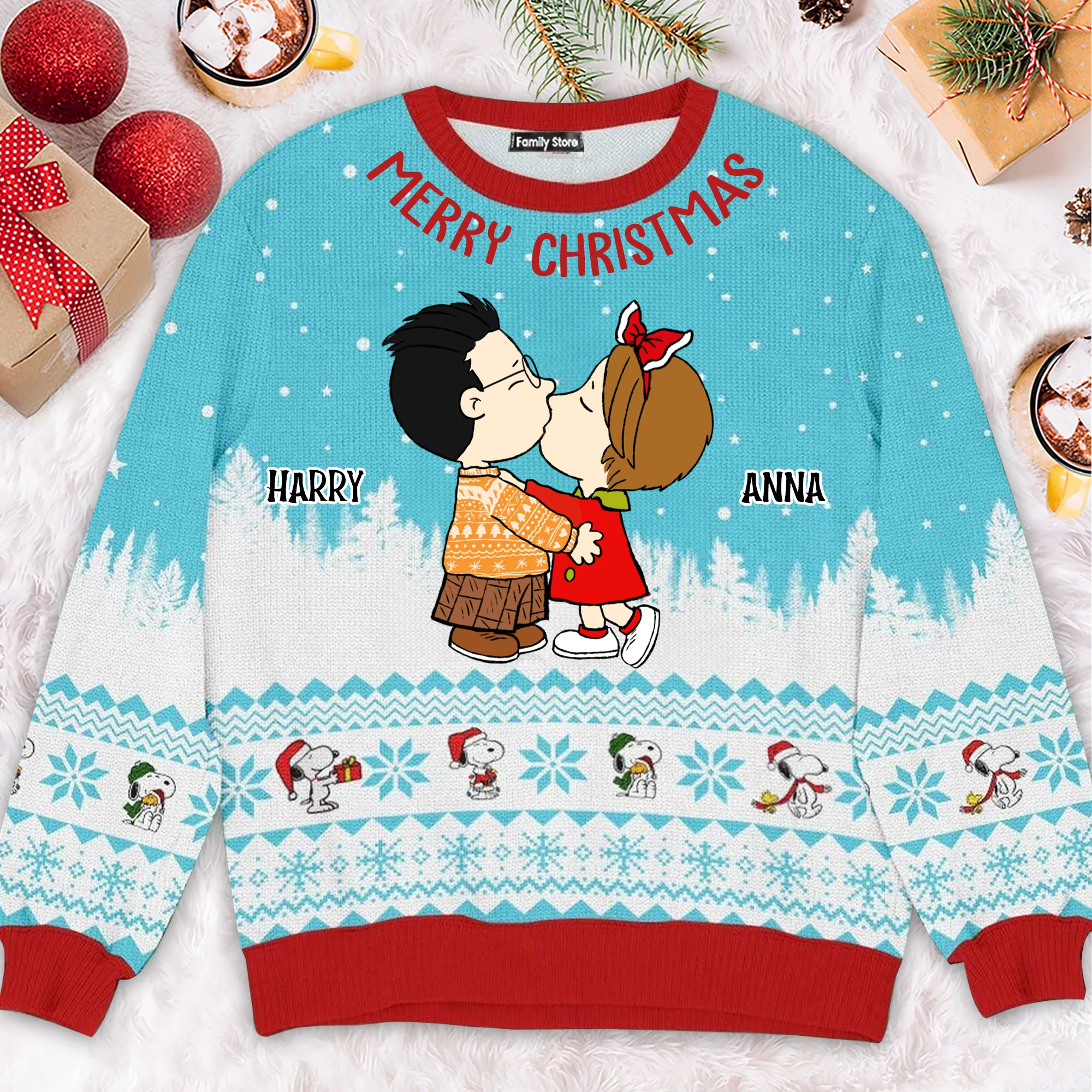 Peanut Snoopopy Merry Christmas, Happy Holidays - Gift For Couples - Personalized Ugly Sweatshirt - CL45 NH96