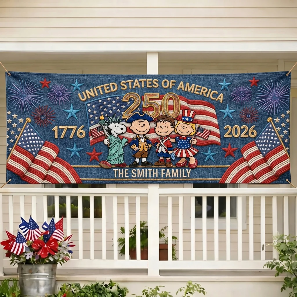 Penu Celebrate 250 Years Of America Freedom - Personalized Outdoor Banner - Gift For Family, Patriots NL122