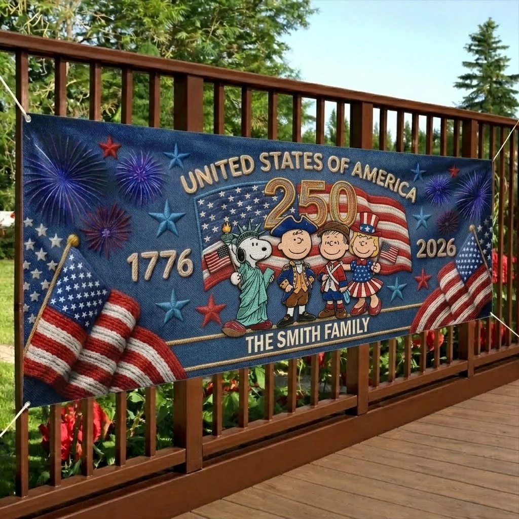 Penu Celebrate 250 Years Of America Freedom - Personalized Outdoor Banner - Gift For Family, Patriots NL122 - Image 2