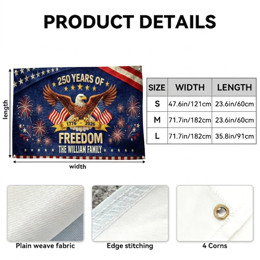 Penu Celebrate 250 Years Of America Freedom - Personalized Outdoor Banner - Gift For Family, Patriots NL122 - Image 5