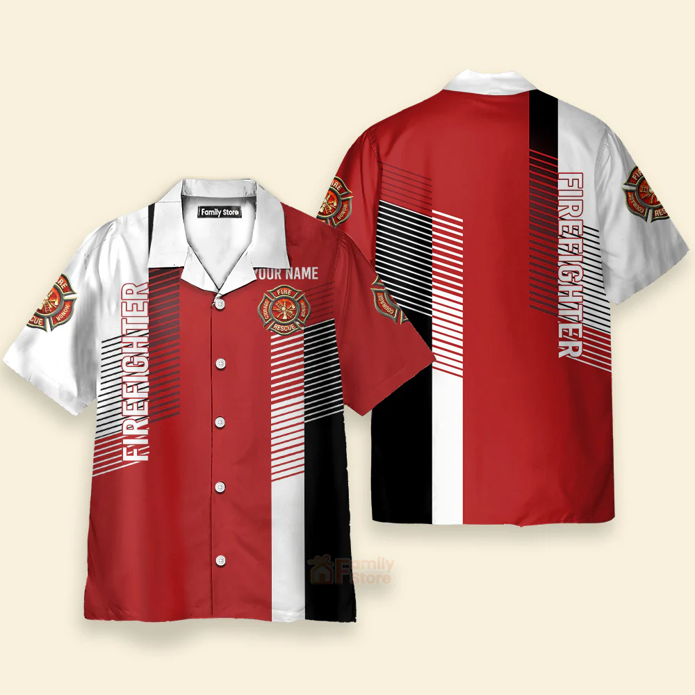 Custom Name Firefighter - Personalized Hawaiian Shirt - Image 2