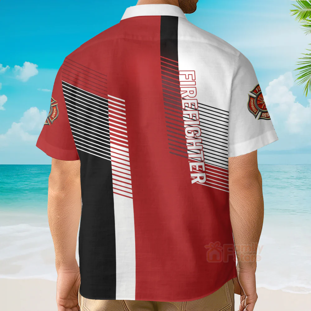 Custom Name Firefighter - Personalized Hawaiian Shirt - Image 3