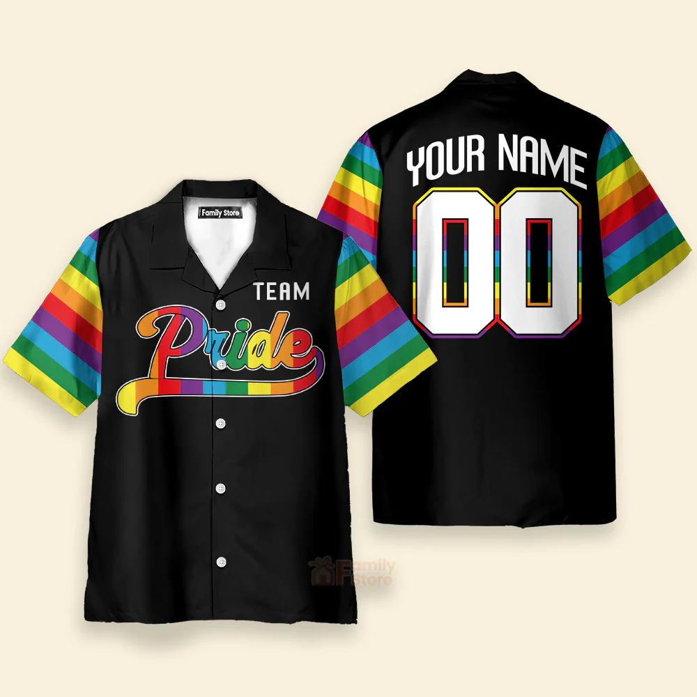 Personalized Name And Number Lgbt Pride Team Hawaiian Shirt - Image 2