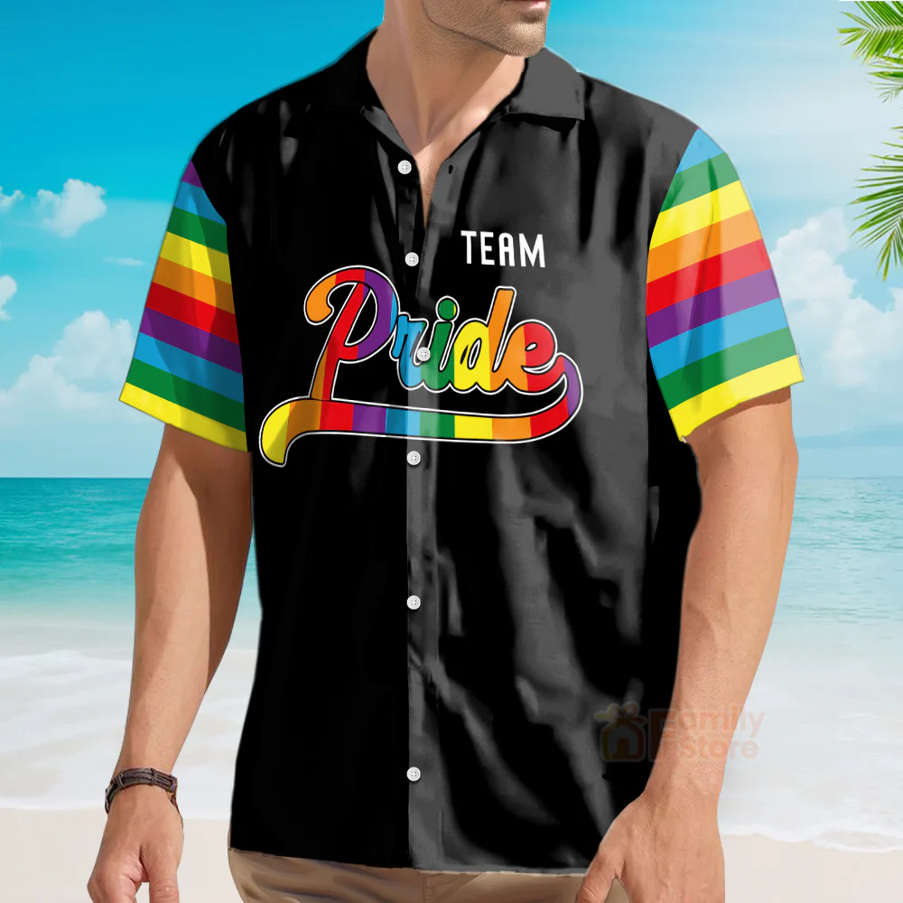 Personalized Name And Number Lgbt Pride Team Hawaiian Shirt - Image 3