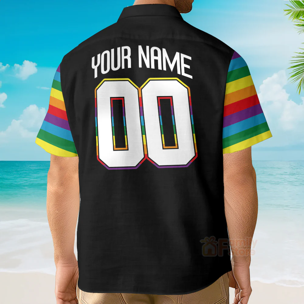 Personalized Name And Number Lgbt Pride Team Hawaiian Shirt - Image 4