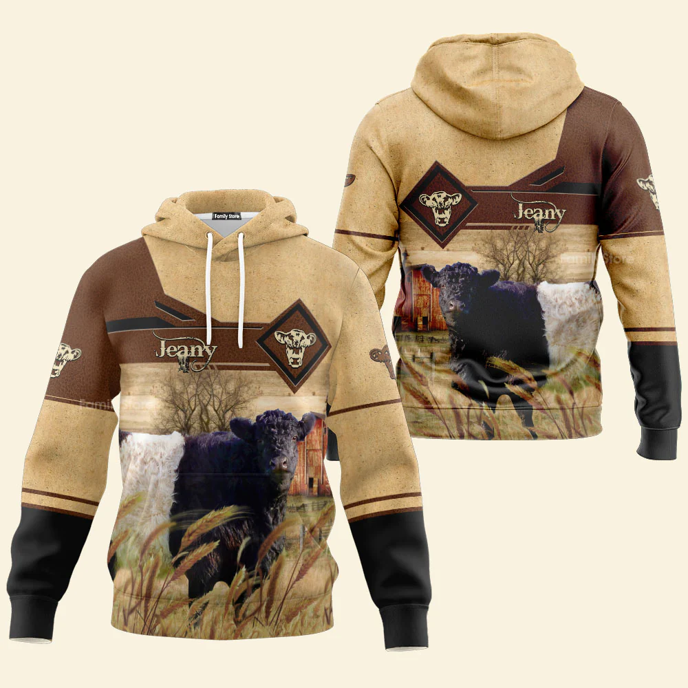 Personalized Name Uni Belted Galloway On Farms Hoodie - Image 2