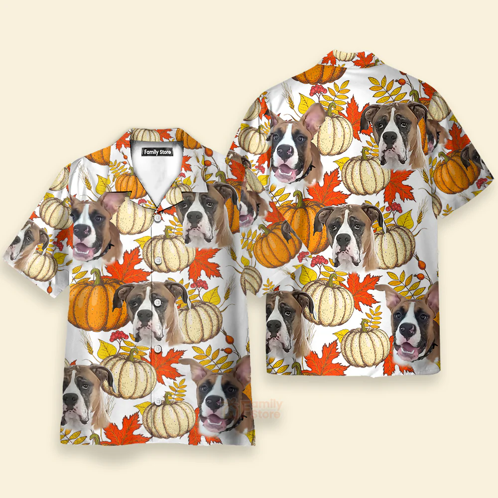 Custom Face Pumkin Fall Leaves - Gift For Mom Dog, Dad Dog,  Pet Lover - Personalized Hawaiian Shirt - Image 4