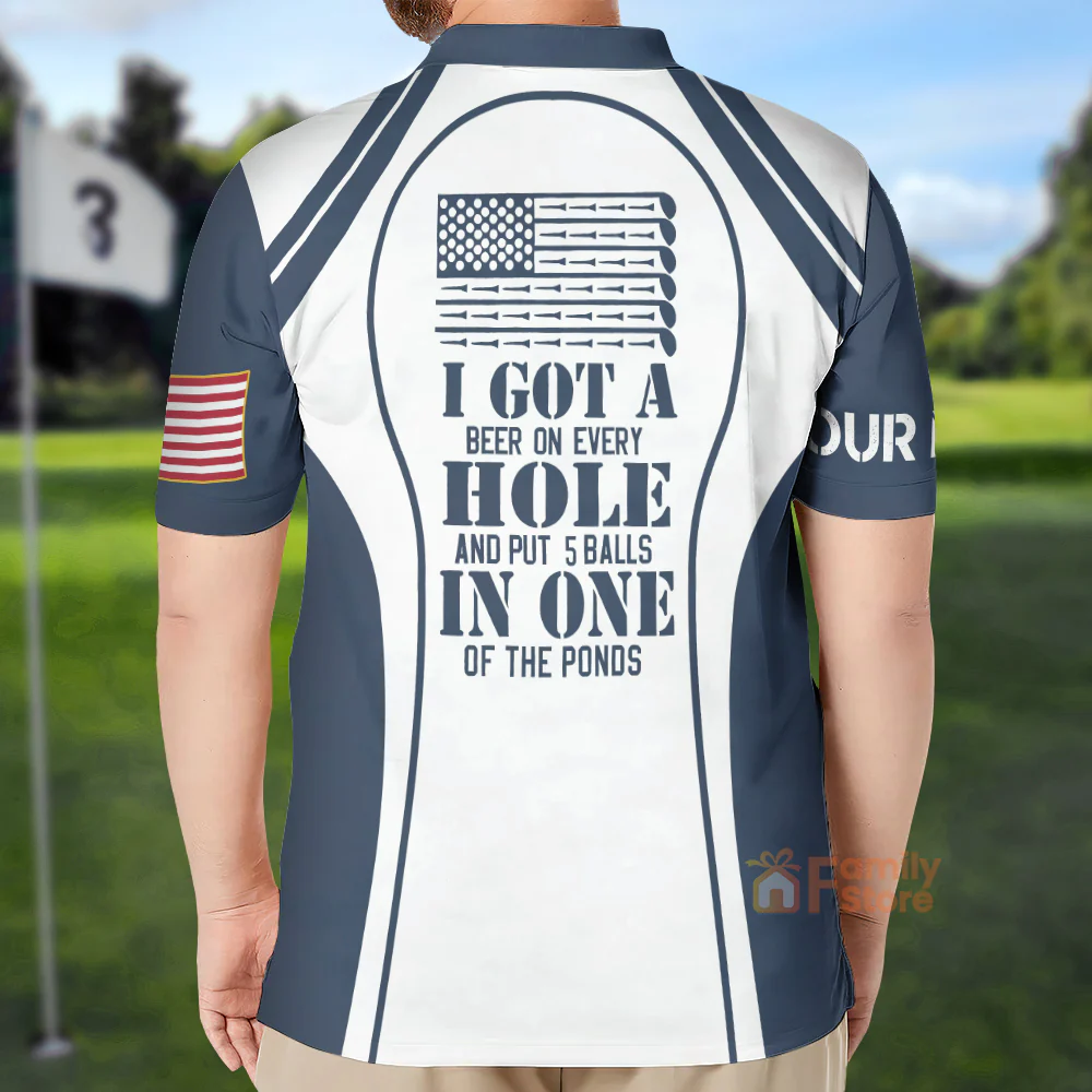 Custom Name Skull Golf Us Flag - Personalized Men Polo - Image 2
