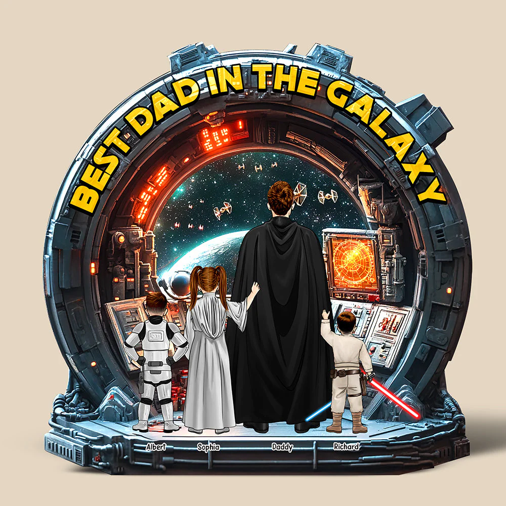 Personalized Stwa Best Dad in the Galaxy - Custom Acrylic Plaque Custom Shape - Gift for Dad - Image 3