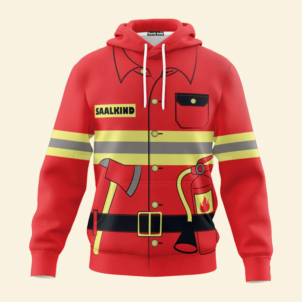 Personalized Text Firefighter Uniform Cosplay Costume Hoodie For Men & Women