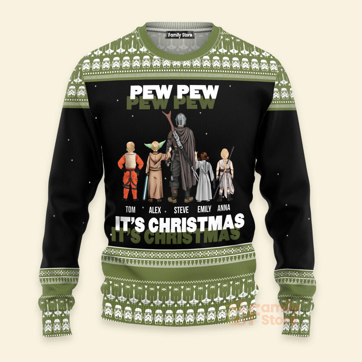 Pew Pew It's Christmas Stwa - Personalized Ugly Sweatshirt - Gift for Dad, Grandpa, Husband CL08 NH96 - Image 4