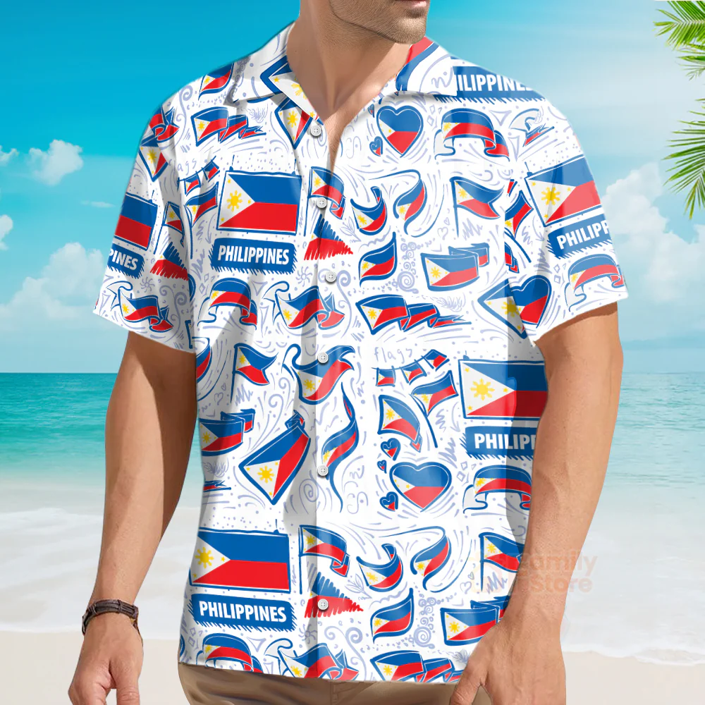 Philippines Flag Pattern Hawaiian Shirt For Men & Women - Image 3