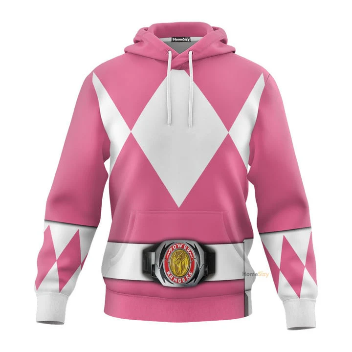 Pink Black Mighty Morphin Power Ranger Costumes C2- 3D Hoodie