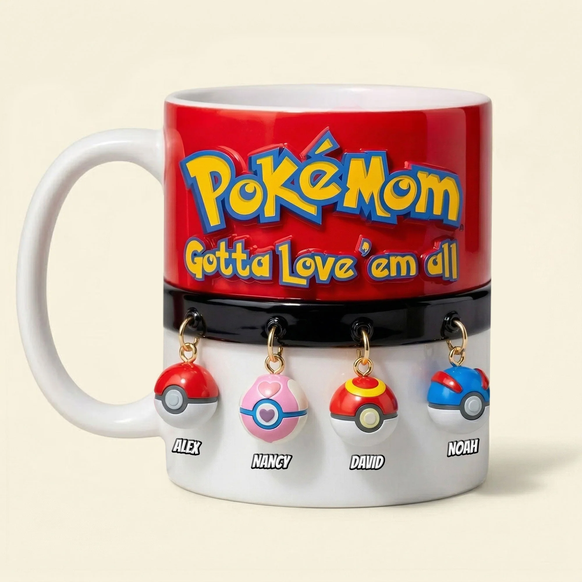 PokeMom Gotta Love 'Em All- Personalized Edge-to-Edge Mug - Gift For Mom, Mother's Day, PoMo Fans - Image 3