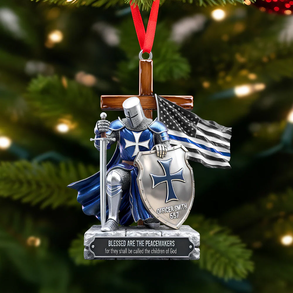 Police Knight Under God - Personalized Acrylic Ornament TD118