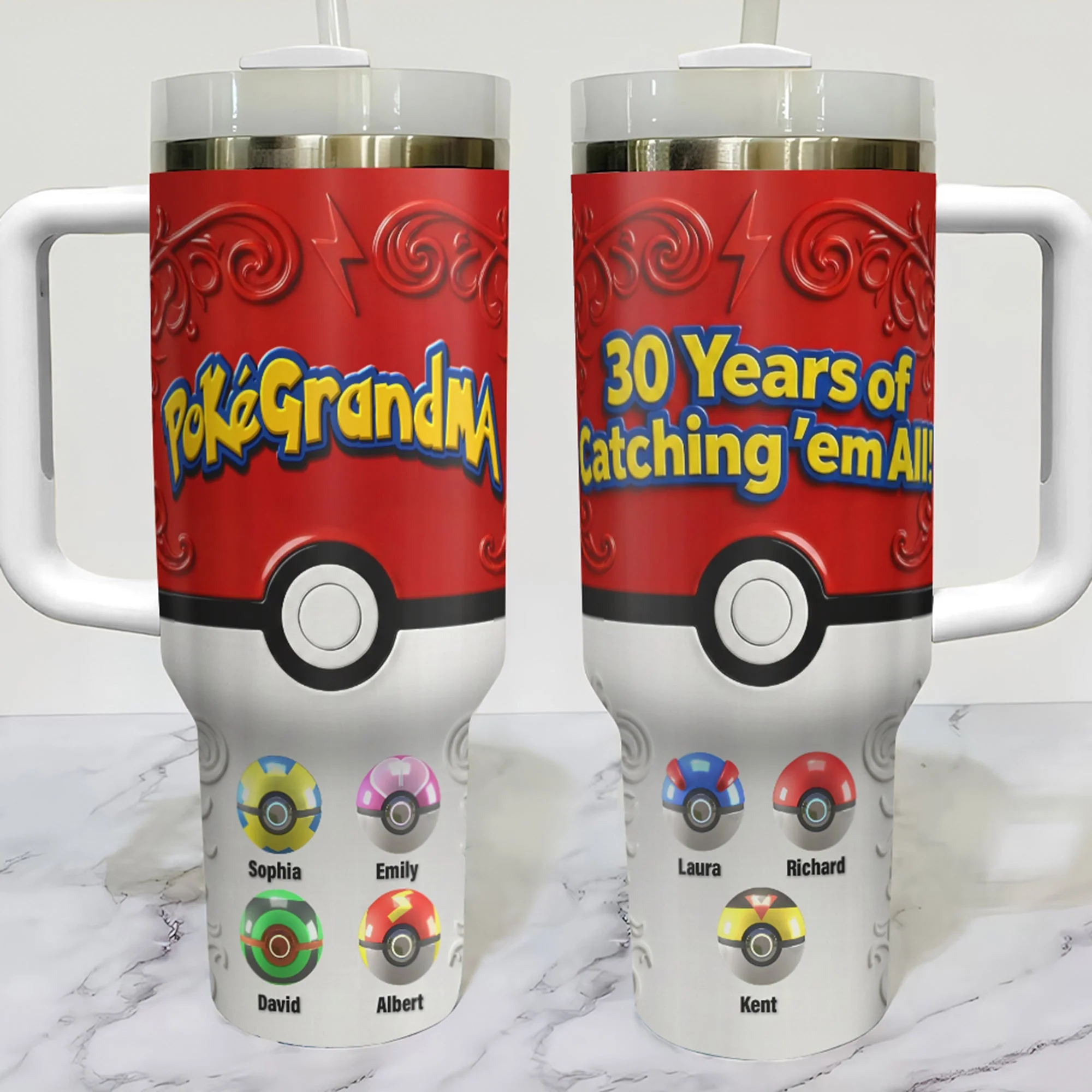 PoMo 30 Years Of Catching - Personalized Tumbler 40oz - Anniversary Gift For Movie Fans NL122 - Image 2