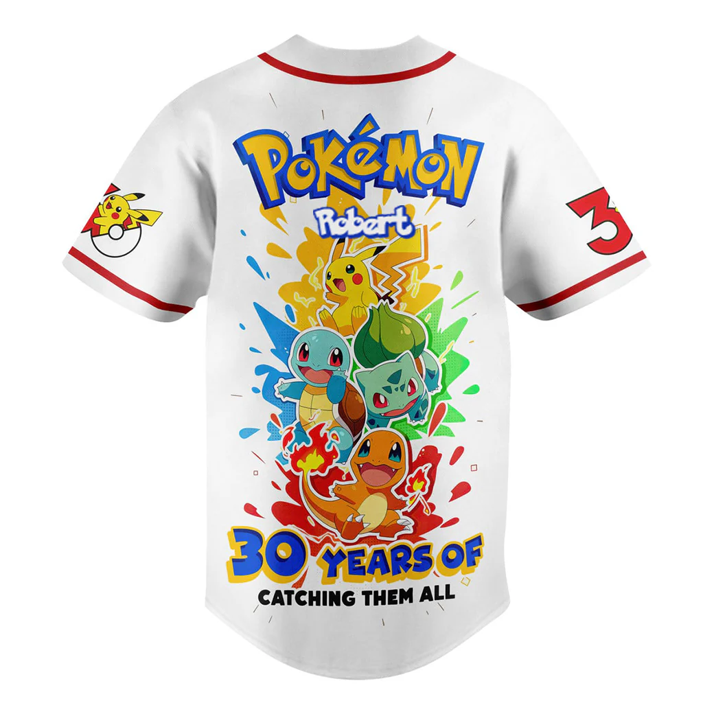 PoMo 30 Years Of Catching Them All - Personalized Baseball Jersey - Gift For Movie Fans HH01 - Image 5