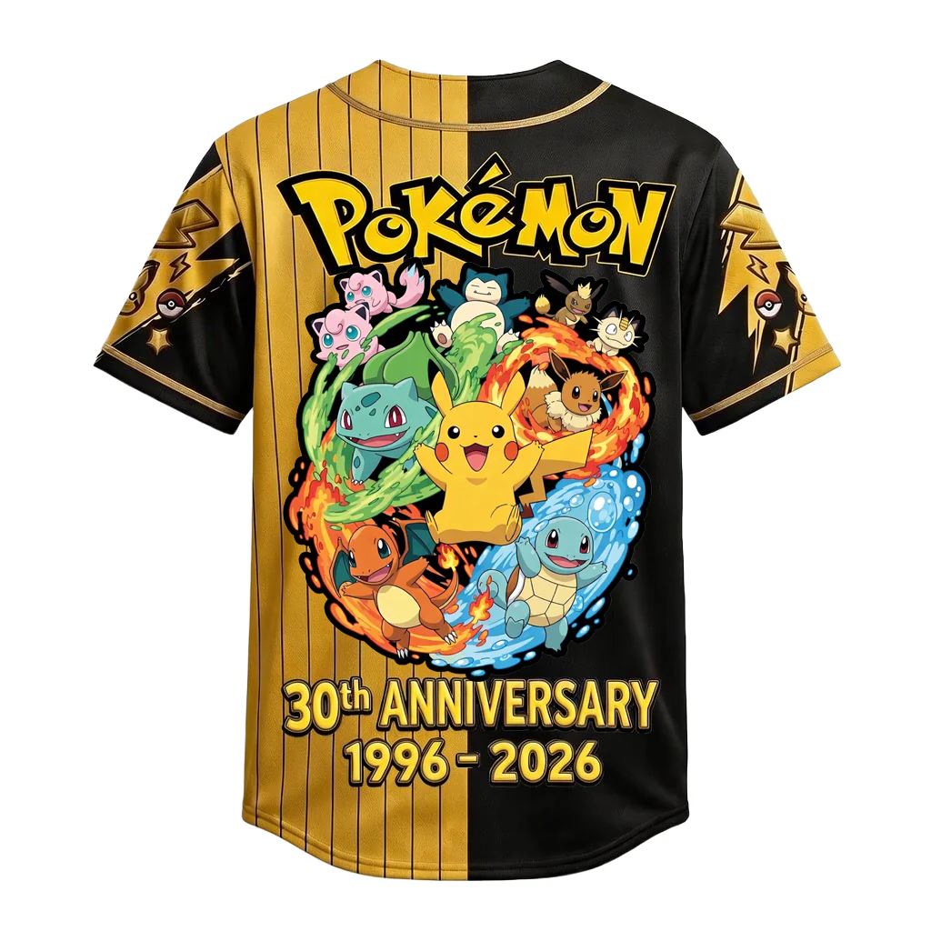 PoMo Celebrate 30 Years Of Catching Them All - Personalized Baseball Jersey For Kids, Adult - Anniversary Gift For Movie Fans HH01 - Image 2
