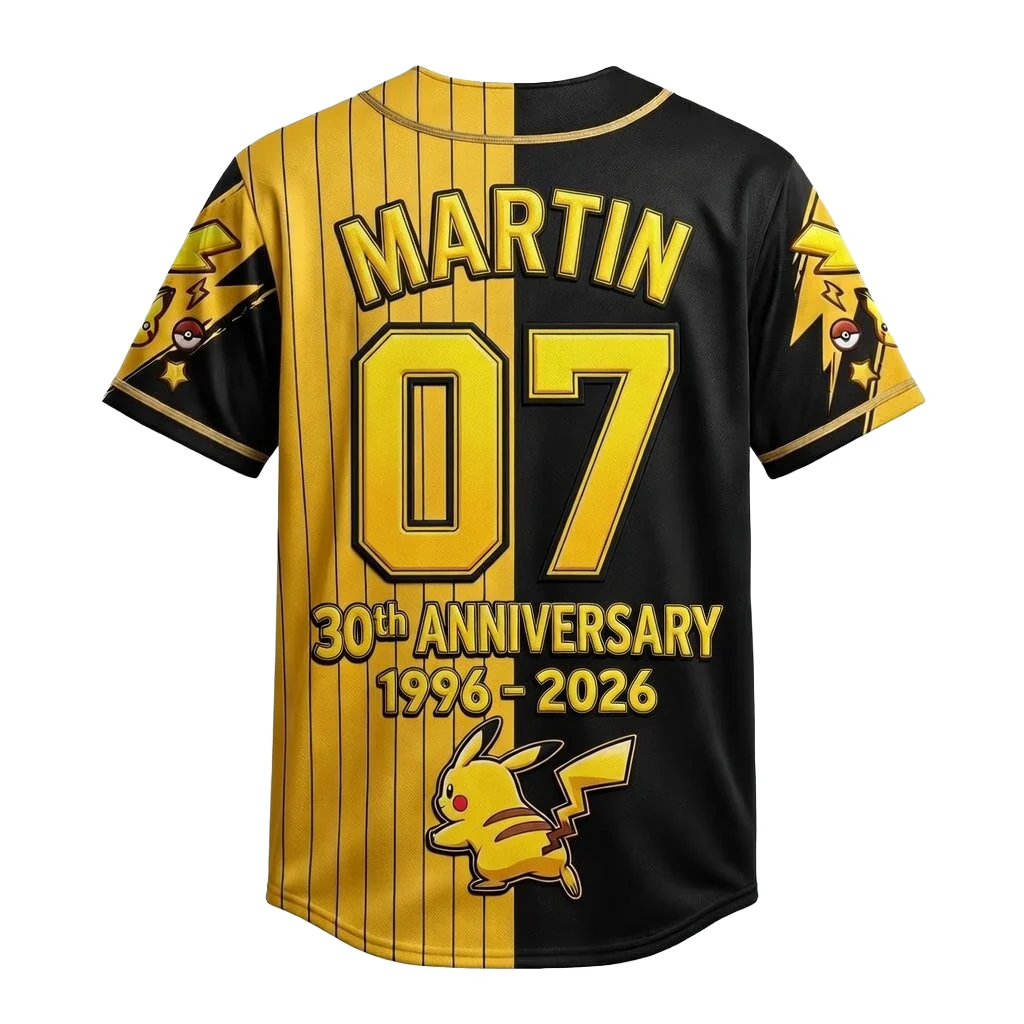 PoMo Celebrate 30 Years Of Catching Them All - Personalized Baseball Jersey For Kids, Adult - Anniversary Gift For Movie Fans HH01 - Image 3