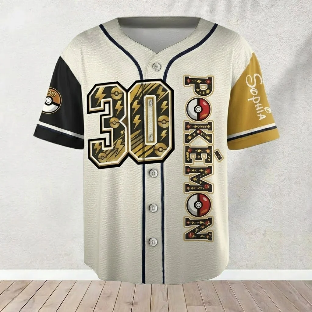 PoMo Celebrate 30 Years Of Catching Them All - Personalized Baseball Jersey - Gift For Movie Fans NL122 - Image 3
