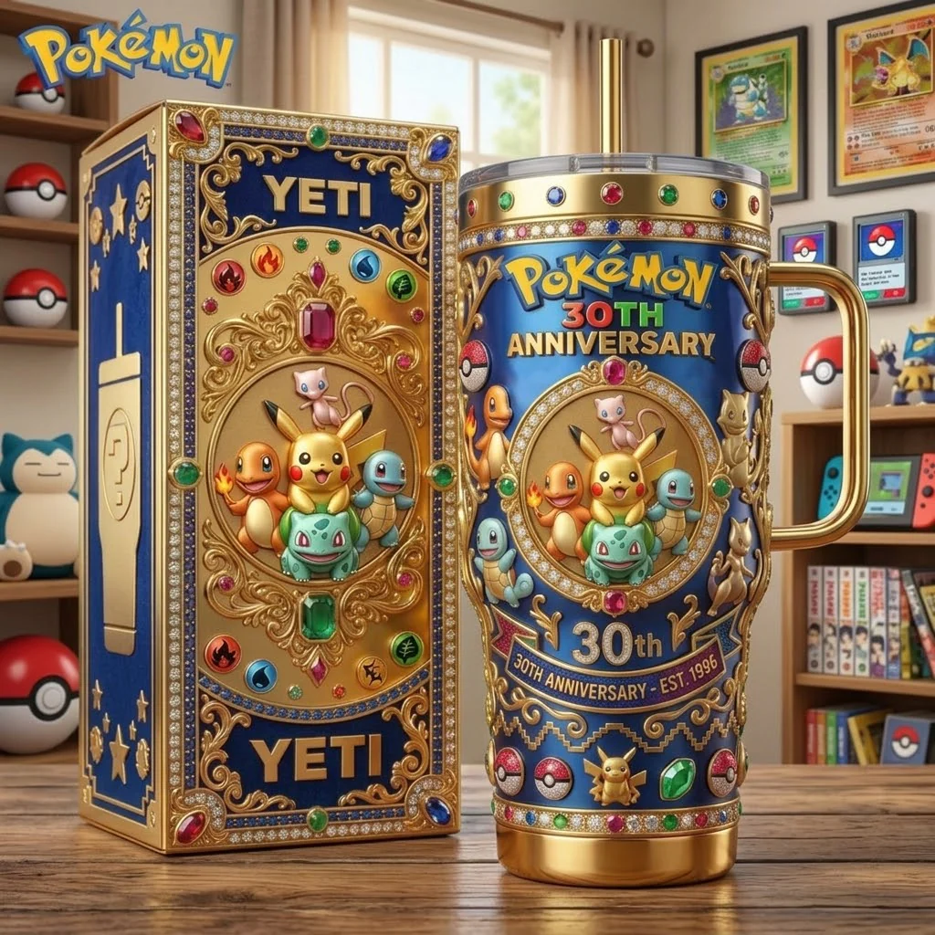 PoMo Celebrate 30 Years Of Catching Them All - Personalized Tumbler Cup With Handle - Anniversary Gift For Movie Fans NL122