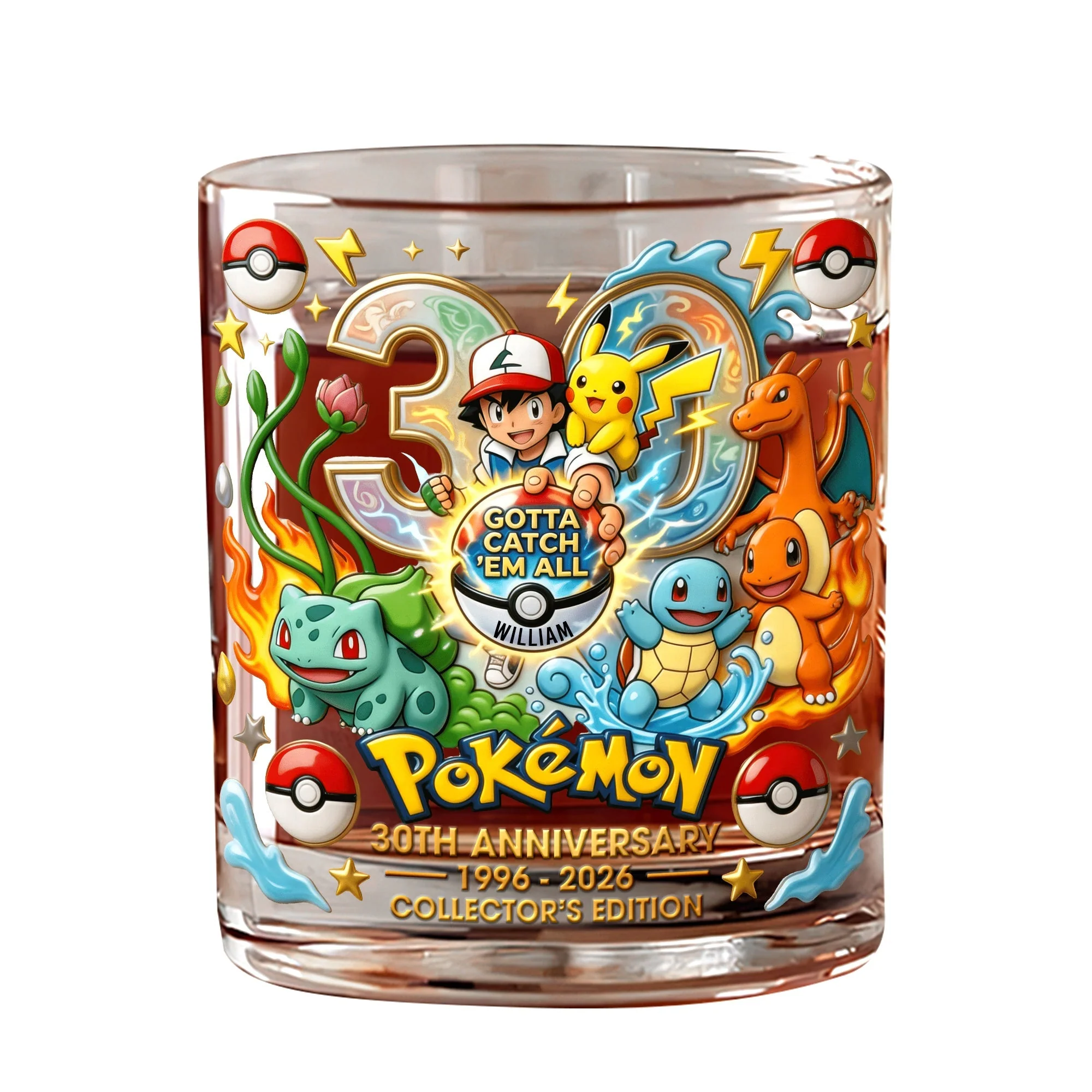 PoMo Celebrate 30 Years Of Catching Them All - Personalized Whiskey Glass - Anniversary Gift For Movie Fans NL122 - Image 4