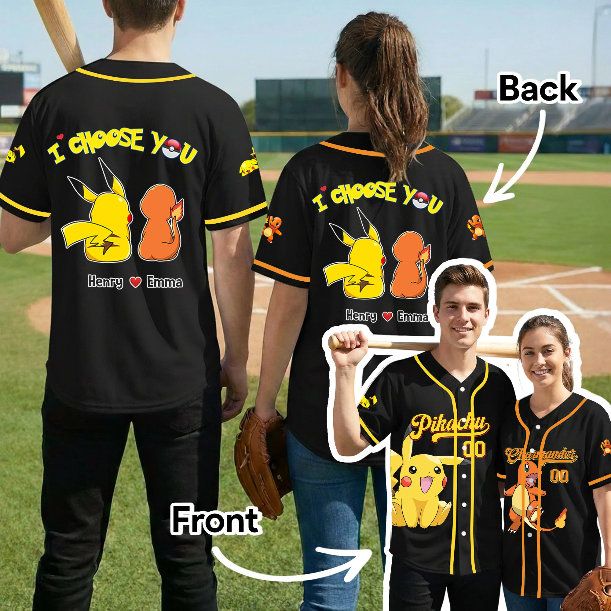 PoMo I Choose You - Personalized Baseball Jersey - Gift For Couple, Movie Fans | CL60 HH01