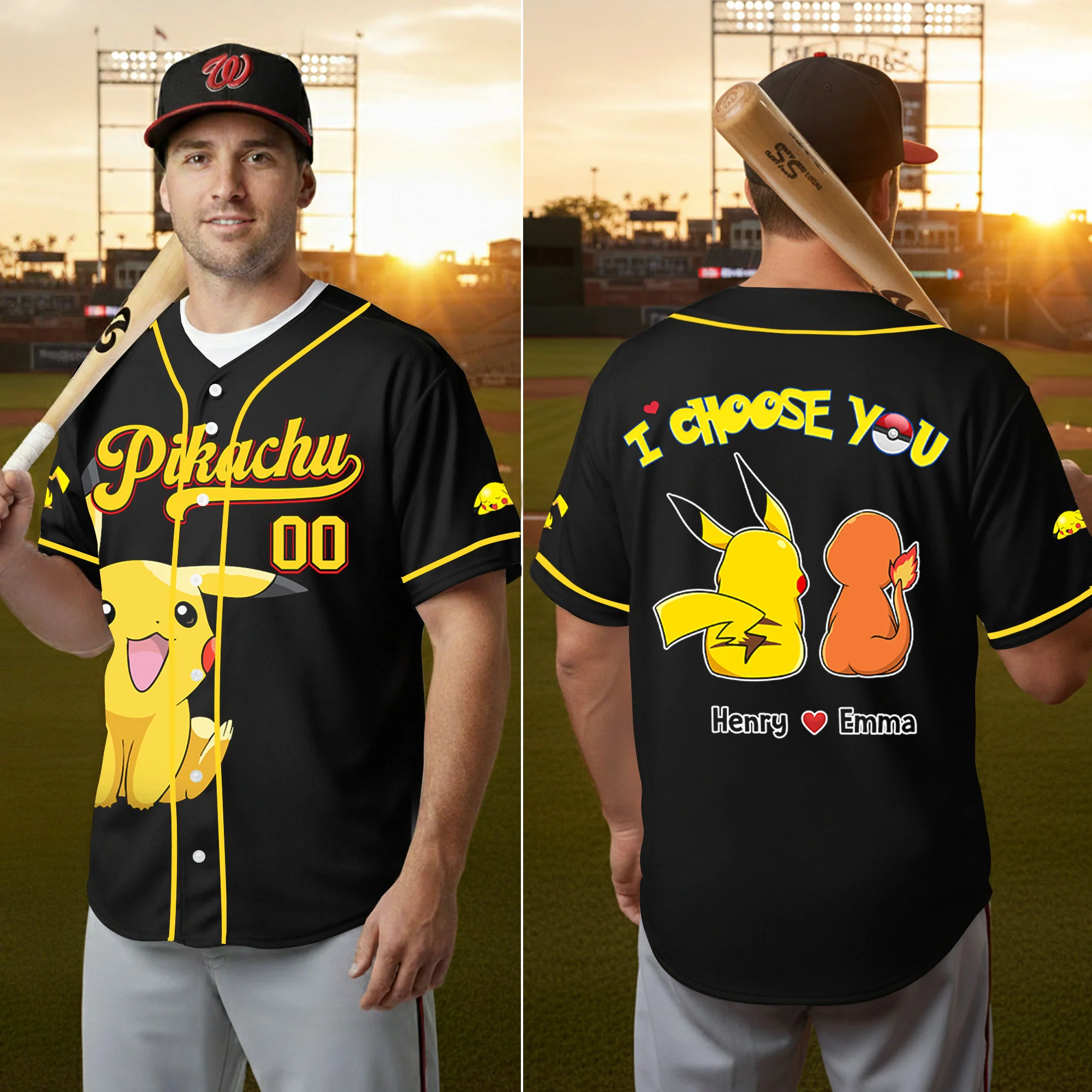 PoMo I Choose You - Personalized Baseball Jersey - Gift For Couple, Movie Fans | CL60 HH01 - Image 3